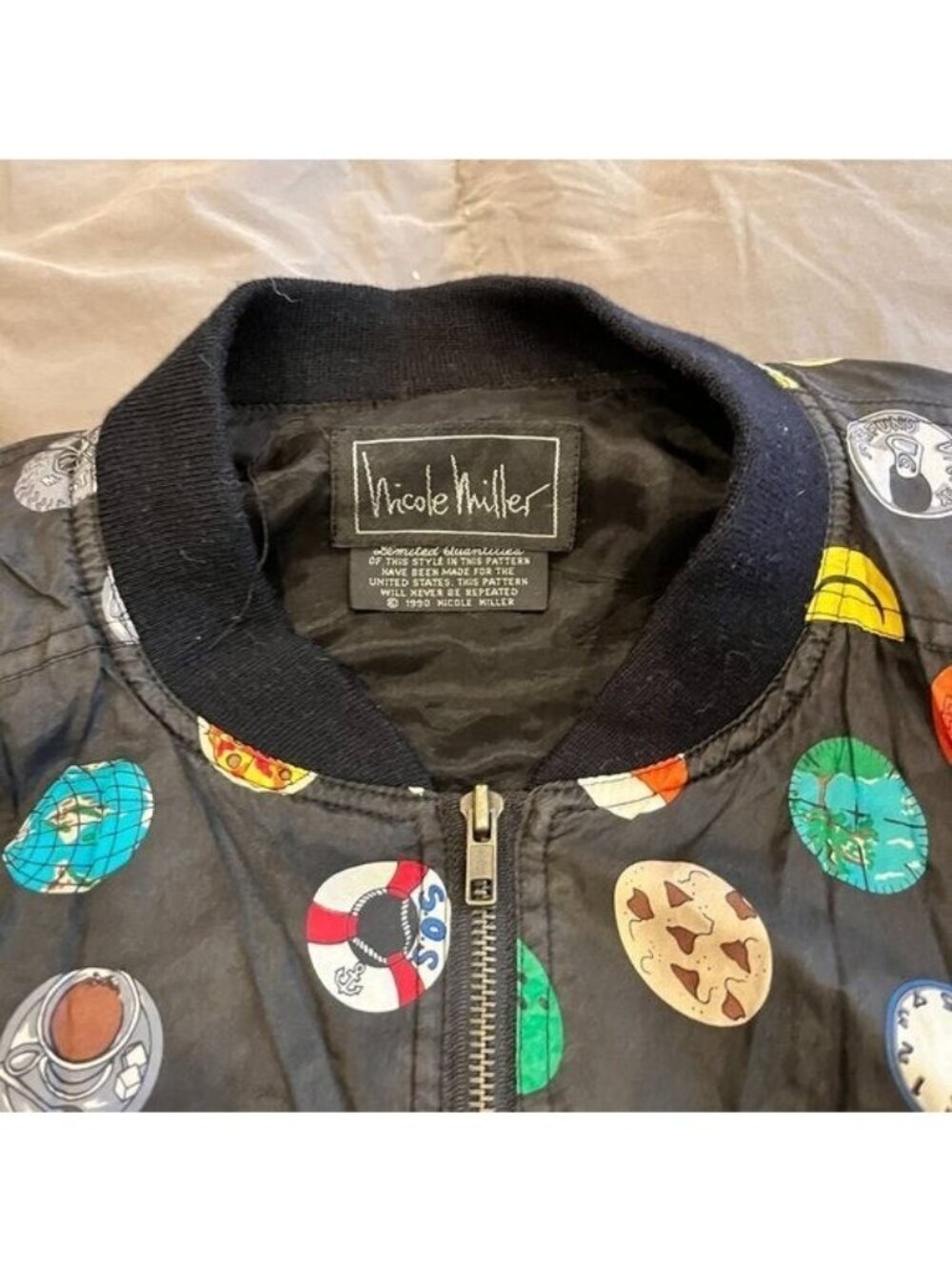 Vintage 1990 Nicole Miller Collectors Bomber Jacket Size L - Picture 13 of 16